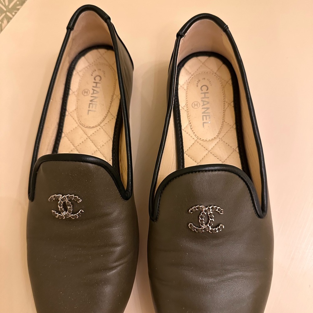 Chanel loafers green